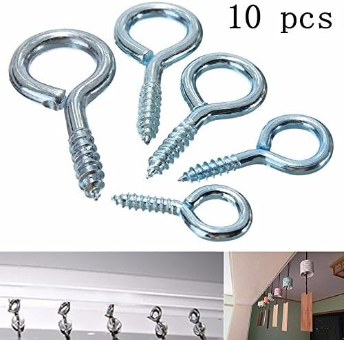 10 pcs Heavy Duty Steel Screw In Eye Hooks For Picture Frame Ornament Hanging Wall