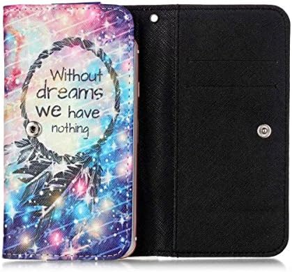 LG G Flex Case,[Without Dreams We Have Nothing] Style Universal Smartphone Flip Wallet Clutch Bag Wristlet Carrying Leather Case for LG G Flex D950/D958 6.0 inch