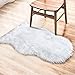 YOH Luxury Faux Sheepskin Area Rugs, Soft White Fur Rugs, Fluffy Chair Cover Seat Cushion, Modern Shaggy Furry Sheepskin Plush Carpets for Home Decor, 2 x 3ft (White & Silver Glitter)