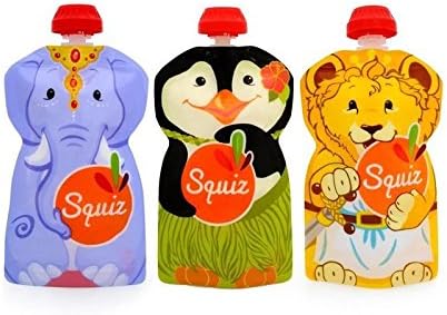 Squiz Carnival 3 Reusable Baby Food Pouches - Pack of 6