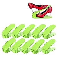 koobea Shoe Slot Plastic Adjustable Space Saver Shoe Rack Organizer-Set of 10 Green