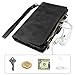 Galaxy S8 Active Case, Linkertech Premium Leather Flip Zipper Wallet Case Cover with Stand Feature & Card Holder & Wrist Strap for Samsung Galaxy S8 Active (Black)