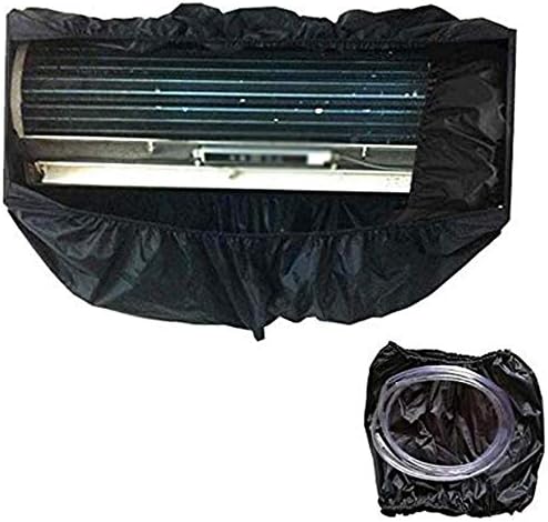 RZiioo Waterproof Air Conditioner Cover Cleaning Dust Washing Cover Dust Washing Clean Protector Bag with Drain Outlet & 3m Water Pipe,Black,24050cm