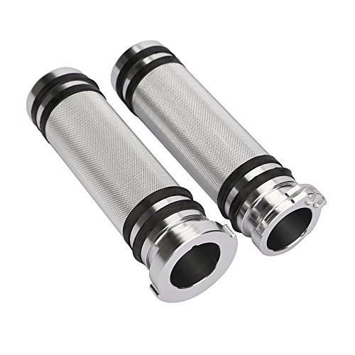 ECLEAR Motorcycle Handlebar Grips, CNC Knurled Hand Grips for Harley Touring Softail XL883 1200 - White