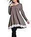 Sanifer Women Lace Long Sleeve Tunic Top Blouse (XXX-Large, Coffee)