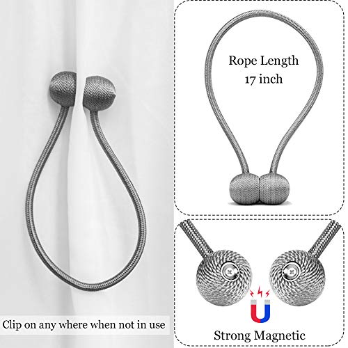 Magnetic Curtain Tiebacks Holdbacks Decorative Magnet Window Hold Drape Tie Backs (Dark Grey)