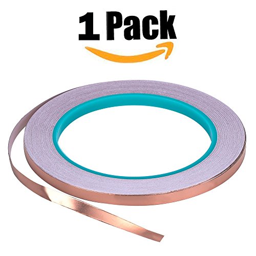 Bullet Face Copper Foil Tape with Double-sided Conductive (1inch X 21.8yards)- EMI Shielding,Stained Glass,Soldering,Electrical Repairs,Slug Repellent,Paper Circuits,Grounding (1inch)