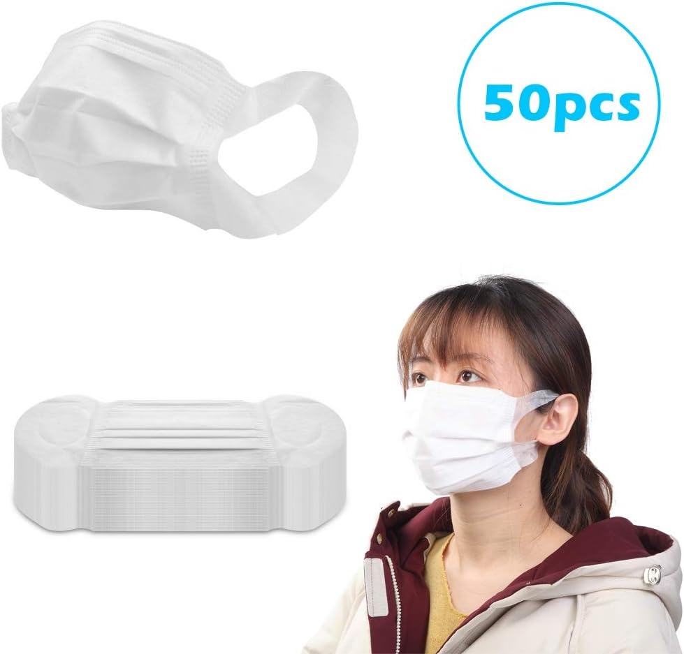 EGCLJ 50pcs 3-Layer Face Mask, Disposable Masks,3-Ply Disposable Face Mask With Widen Elastic Earloop White