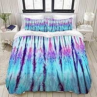 FAKAINU Close Up of Vertical Gradient Tie Dye Effect Hippie Alter Life Retro Artwork College Dorm Room Decor Decorative Custom Design 3 PC Duvet Cover Set Twin/Twin Extra Long