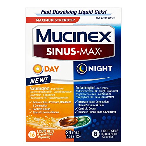 Mucinex Sinus-Max Liquid Gels for Day and Night, 24 Count