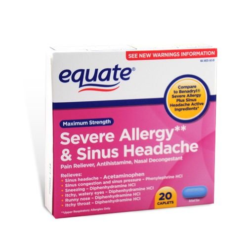 Equate Severe Allergy and Sinus Headache 20 Caplets Compare to Benadryl Health Beauty Health