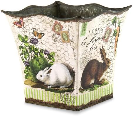 Michel Design Works Decorative Tin Bucket/Planter, Small, Bunnies