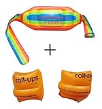 Topsung Inflatable Water Flotation Swim Waist Belt Swimming Vest and Arm Bands Floatation for Adults