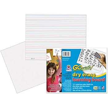 GoWrite! PACLB8512 Dry Erase Learning Sheets, White, 3/4