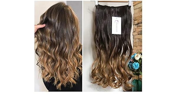 Dark Brown To Dark Blonde 50cm Full Head Ombre Dip Dyed Loose