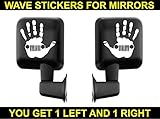 Jeep wave hand sticker vinyl decals Jeep wrangler cj jk wj all 2 pair (5 x 4.74, white)