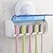 MCART Toothbrush Holder with Self Adhesive Suction Cup Easily Wall Mounted 5 Toothbrush Storage Set with Cover