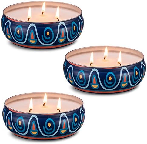 Geelywax Scented Candles 48 Oz Super Large Size Travel Tins 100% Natural Soy Wax 3 Wick Lavender Aromatherapy Candle Gift Set, Pack of 3