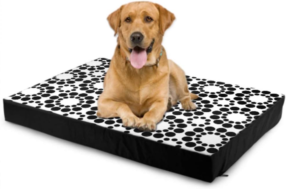 Medium Size Dog Bed Seamless Monochrome Black and White Dog Padded Mat