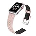 Secbolt Woven Band Compatible with Apple Watch Band 38mm 40mm iWatch Series 5 4 3 2 1, Canvas Fabric Strap with Genuine Leather Women Men(Beige, 38/40mm)