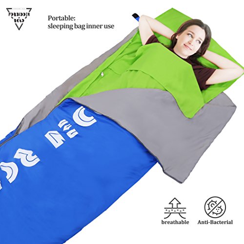 Forbidden Road Sleeping Bag Liner Sleep Sheet Sleep Sack Camping Travel Liner with Pillow Cover Cotton Soft Healthy Clean Extreme Roomy - 2 Sizes 4 Colors (Green, Medium) - Thumbnail 2