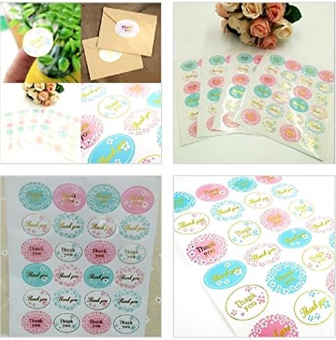120 Pcs Thank you Art Design Sticker Pink White Turquoise Mint Green Silver Color Oval Shape Shower Wedding Gifts
