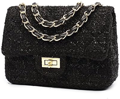 Women's Tweed Handbag Quilting Envelope Cross Body Shoulder Bag