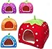 Strawberry Cotton Soft Small Dog Cat Pet Bed House S/M/L/XL (Pink, S)