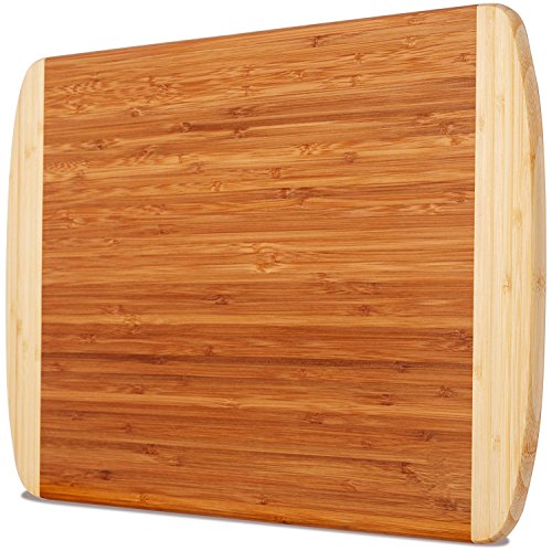 Organic Bamboo Chopping Board By Ancona, Kitchen Wood Cutting Serving Board, Carving Breadboard Plate with Juice Groove 18x12.6 Inch