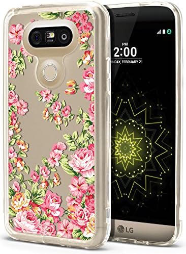 LG G5 Case, LG G5 Phone Cover, ROOEL [Flower Floral Rose Artwork Pattern] Slim Soft Protective TPU Bumper Frame Hard Clear Transparent Acrylic PC Plastic Back for LG G5 (2016)