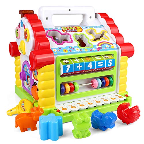 Zoostliss Colors Pairing Blocks Educational Learning & Geometric Shape Toys, Electronic Musical Activity Play Center House with Counting Help, Know Animals, Electronic Piano, Open Door