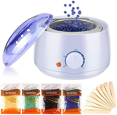 Hair Removal Waxing Kit,IEKA Rapid Melt Electric Hot Wax Warmer with 4 Different Flavors Hard Wax Beans +10Wax Applicator Sticks.