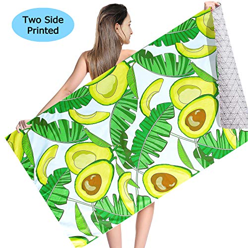 NovForth Avocado Microfiber Pool Beach Towel - Quick Dry Sand Free Proof Outdoor Rack Swim Micro Fiber Blanket Thin Yoga Mat Personalized Girls Women Men Body (31.5" x 63")