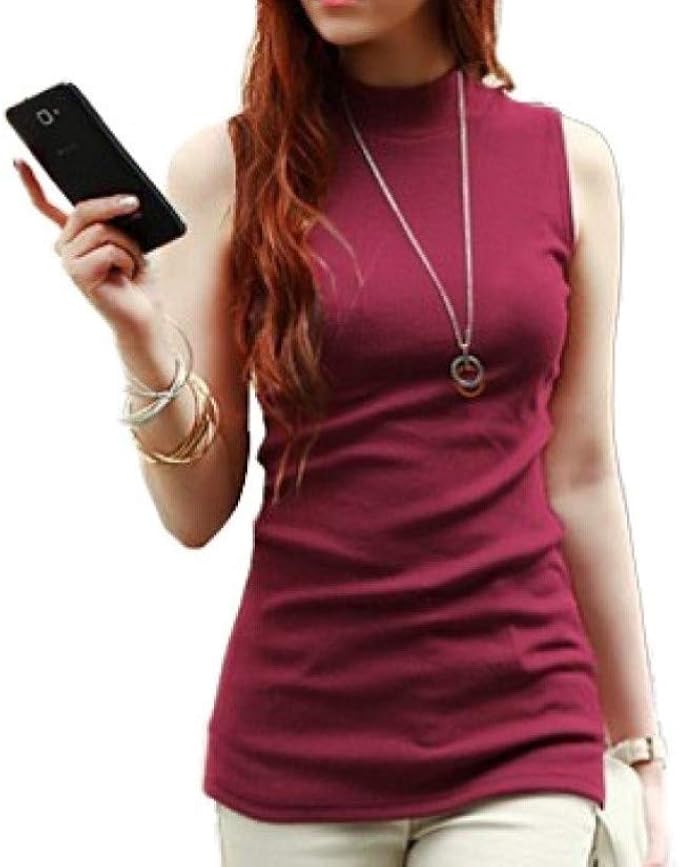 Amazon Chaiclo レディース ハイネック ノースリーブ カットソー でおしゃれ に着こなしおでかけシャツ Tシャツ カットソー 通販