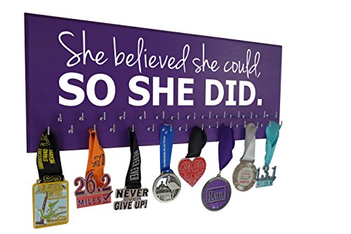 Medal displays - She Believed she Could so she did - Running - Gymnastics - Cheerleading - Swimming - Soccer - Volleyball and More - Hanger for All Medals - Thumbnail 4
