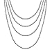 KissYan Stainless Steel 1mm to 3mm Box Chain Necklace For Unisex Adult 16 to 30 Inch Option
