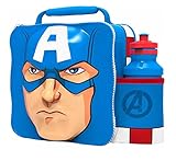 PAW Kids Children Insulated 3D Lunch Bag Box and Drink Sport Water Bottle Set (Captain America)
