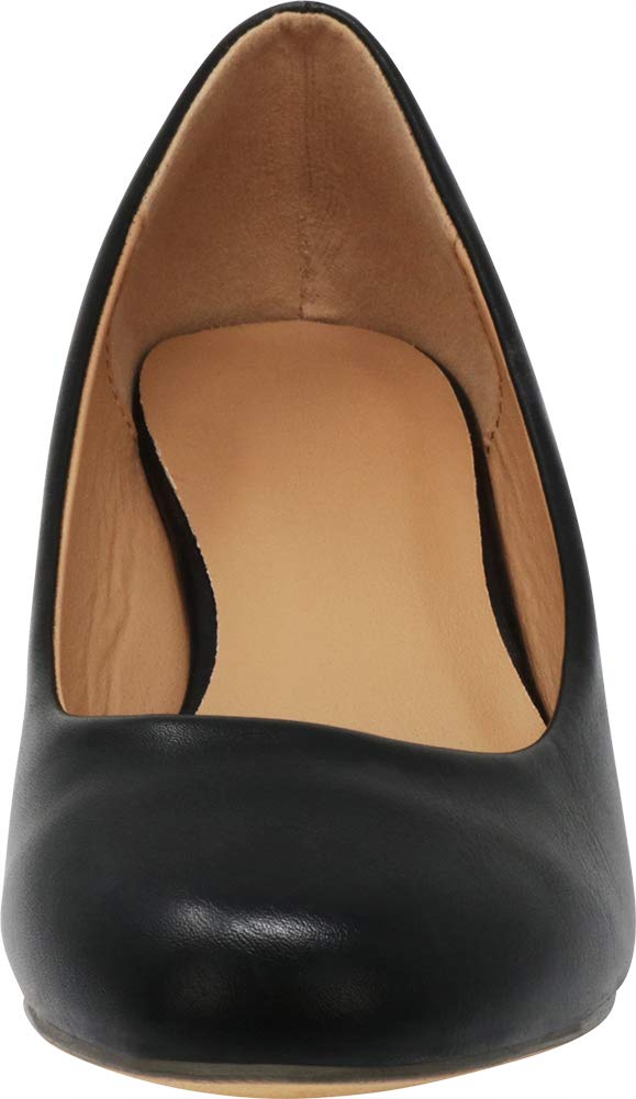 Cambridge Select Women's Closed Round Toe Slip-On Low Wrapped Comfort Wedge,6 B(M) US,Black PU - Image 3