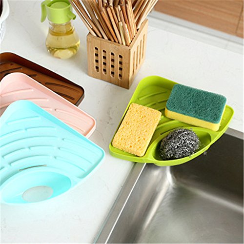 2Pcs Practical Kitchen Sink Corner Storage Rack Sponge Holder Wall Mounted tray kitchen organizer shelf accessories spice rack