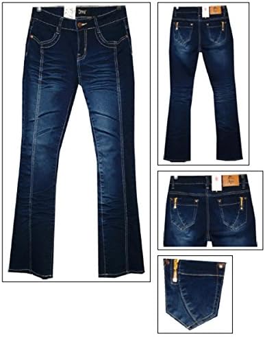 Jeans Colony Womens Plus Size Washed Comfy Stretch Skinny Jeans, Medium Blue W/3d Whisker, 14