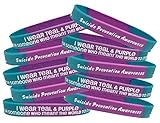 Fight Like a Girl Suicide Prevention Awareness I Wear Teal & Purple for Someone Who Meant The World to Me Wristband Bracelet 10-Pack (Teal & Purple Segmented)