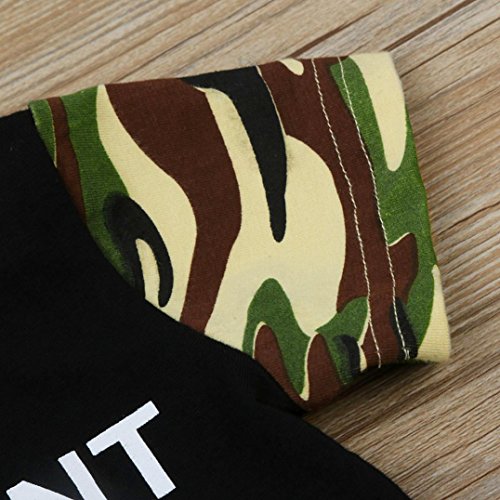 Vovotrade 2pcs Toddler Baby Kids Boy T-shirt Top+Camouflage Shorts Outfits Clothing Set (12M, Black) - Thumbnail 2