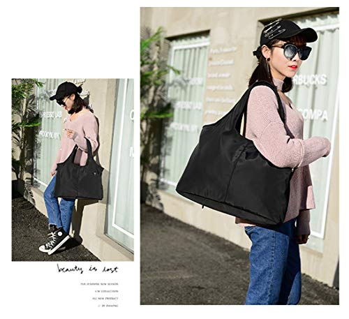 ABLE Women's Clear Tote Bags Multi-Use Shoulder bag Handbag Beach bag Shopping Bag work bag (2-nylon black)