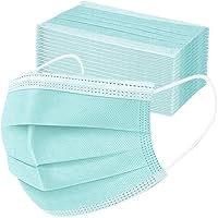 3ply Disposable Face Mask Elastic Earloop Mouth Face Cover Masks,Anti-spittle,Protective Dust(Green,50pcs)