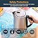 Electric Kettle Water Heater, Stainless Steel Cordless Water Kettle with Auto Shut-Off & Boil-Dry Protection, 1.7L