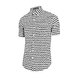 Allegra K Men Allover ZigZag Pattern Patch Pocket Short Sleeve Button Down Shirt