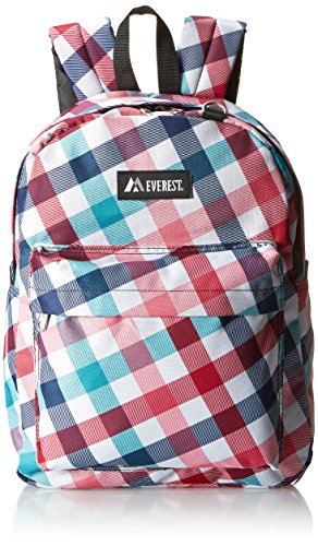 Everest classic pattern backpack, red/blue, one size