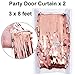 Rose Gold Party Decoration Set, Include 2 Pieces 3 by 8 ft Foil Fringe Door Curtains, 12 by 108 Inches Sequin Table Runner, 20 Pieces Balloons and 2 Rolls Foil Ribbon for Party Supplies (Rose-Gold)