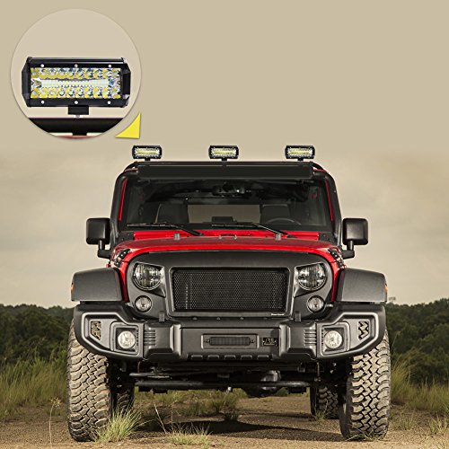 12v LED Strip Light, JAHURD 240W 7" Three Row LED Spot Floodlight Combination Beam Off-Road Driving Fog Light Illumination For Truck Jeep Pickup 4x4 SUV QUAD Boa - Thumbnail 6