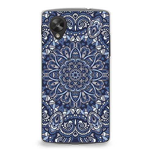Case for Nexus 5, CasesByLorraine Blue Mandala Floral Pattern Case Plastic Hard Cover for LG Google Nexus 5 (N15-2)